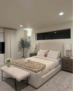 BOUCLE PLATFORM BED 🛏️ 🤍 Cama Blanca de Plataforma
