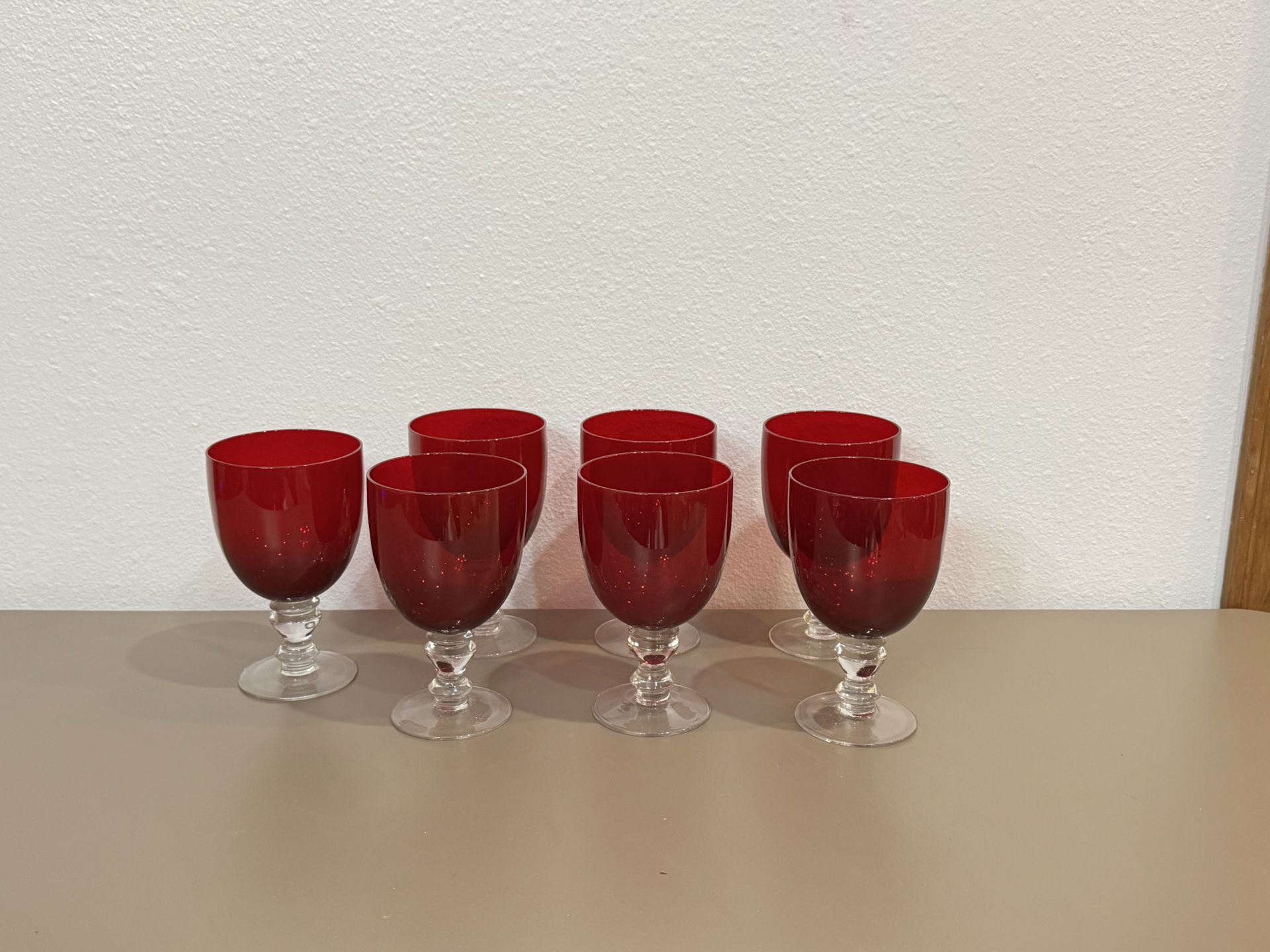 Christmas Red Water Goblet Glassware- Set of 7