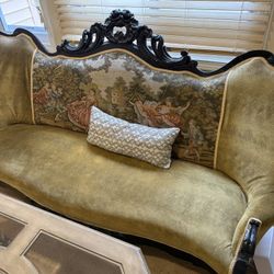 French provincial three piece, couch and table