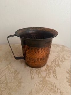 Vintage Copper Judaica Hand Washing Cup (Natla) - 2 Handles