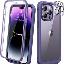 New iPhone 14 Pro Max Case 6.7’’, Full Body Rugged Case w/Built-in Screen Protector+Camera Lens Protector 