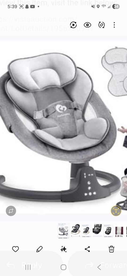 Bluetooth Baby Swing for Infants, Compact & Portable Baby Swing