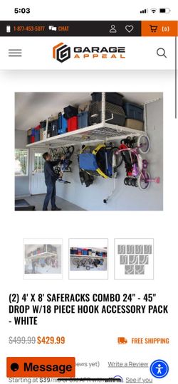 SafeRacks 4x8 Overhead Garage Storage Combo with Hook Pack