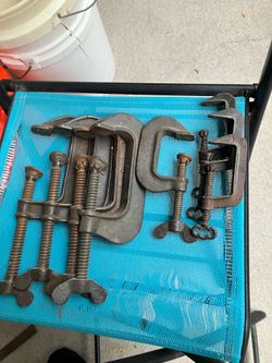 Quilt Clamps, Antique Hand Forged Metal Clamps, Set of 4 Matching