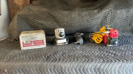 Battery Charger, Sander, drill master-corded, portable air pump