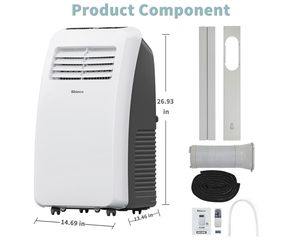 Shinco 8,000 BTU Portable Air Conditioner - 3-in-1 Cool/Dehumidifier/Fan for Rooms Up to 350 sq.ft, Remote Control & 24H Timer, Compact AC Unit for Be