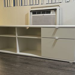 White TV Stand w/ Shelves and Drawers