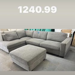 Grey Sectional Sofa With Ottoman 