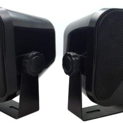 Herdio 4" Waterproof Heavy Duty Boat/Marine Outdoor Speakers with brackets, Black color,  1-pair, Brand New