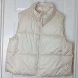 Cream puffer vest jacket vest for women