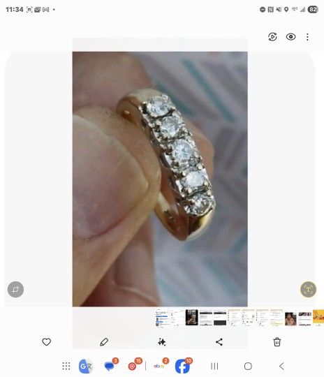 14k yellow gold diamond ring 1ct antique white gold setting size 7