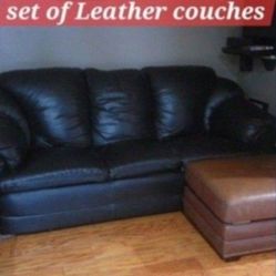 Genuine Leather Couch And Black Leather Loveseat