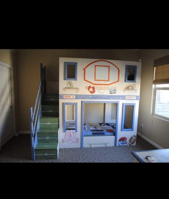 Custom Sports Bunk Bed With Matching Dresser  Hand Painted 
