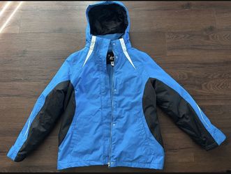 2 in 1 Athletech Blue Black White Zip Up Hooded Parka Jacket Woman’s Size M