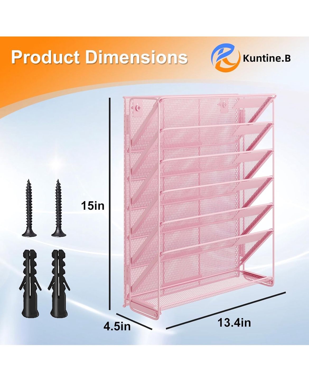untine.B 7 Tier Hanging File Organizer Wall File Organizer File Racks (Pink, 7 Tier)
