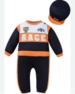 Toddler 4t  Racing Romper Outfit with Hat