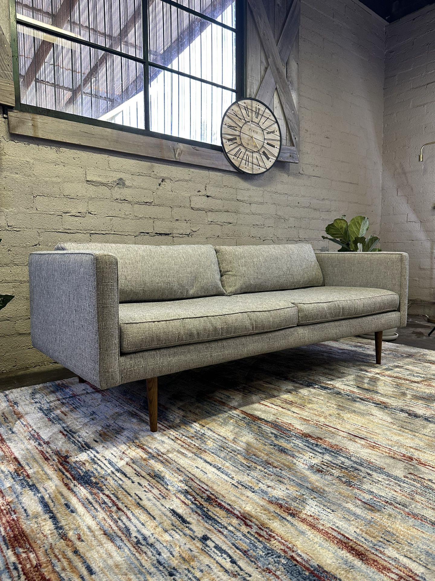 Gray West Elm Mid-Century Modern Sofa Couch Loveseat (Delivery Available!)