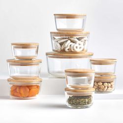 New Crate And Barrel GlassFood Storage With Bamboo Secure Top In Box