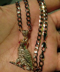 14k Gold Plated Cuban Link Necklace (24 inches) w/ OVO Pendant