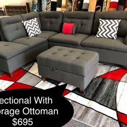 New  Sectional With Ottoman 