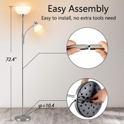 Brand New RISLG Floor Lamp, Dimmable Standing lamp, Stepless Dimming Brightness, Included 9W and 5W LED Bulbs, Industrial Floor Lamp for Living Room,