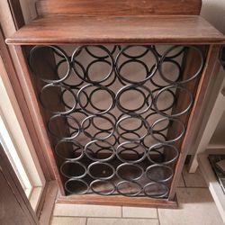 Heavy Wood Metal Wine Holder Rack