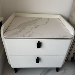 Sintered Stoneyop 2 drawer leather night stand