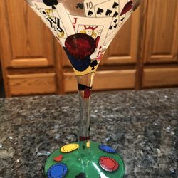 Vintage Lolita “Love My Martini “ 7 inches tall Martini Glass.  Hand Painted “Pokertin”.  Size 10 ounces.  Brand new never used in original packaging.