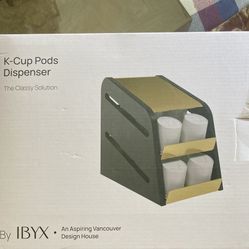 Ibyx Wooden Coffee Pod Holder for Kitchen Counterspace - 2 Tier Pod Dispenser With 24 K Cups Storage Capacity - Natural Bamboo Body with Stainless Ste