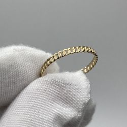 14K Solid Gold Chain Ring Duo – Yellow & Rose Gold (Size 6)