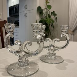Vintage Glass Candle Stick Holders