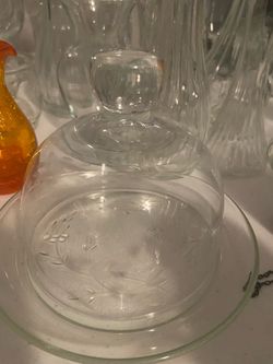 Princess House etched butter dish