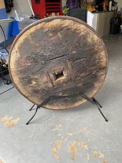 Antique Turkish Wooden Wheel With Iron On The Edges