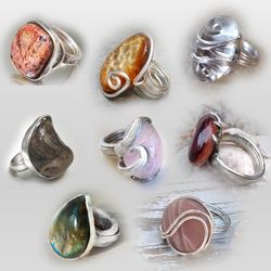 Handcrafted Stone & Silver Rings