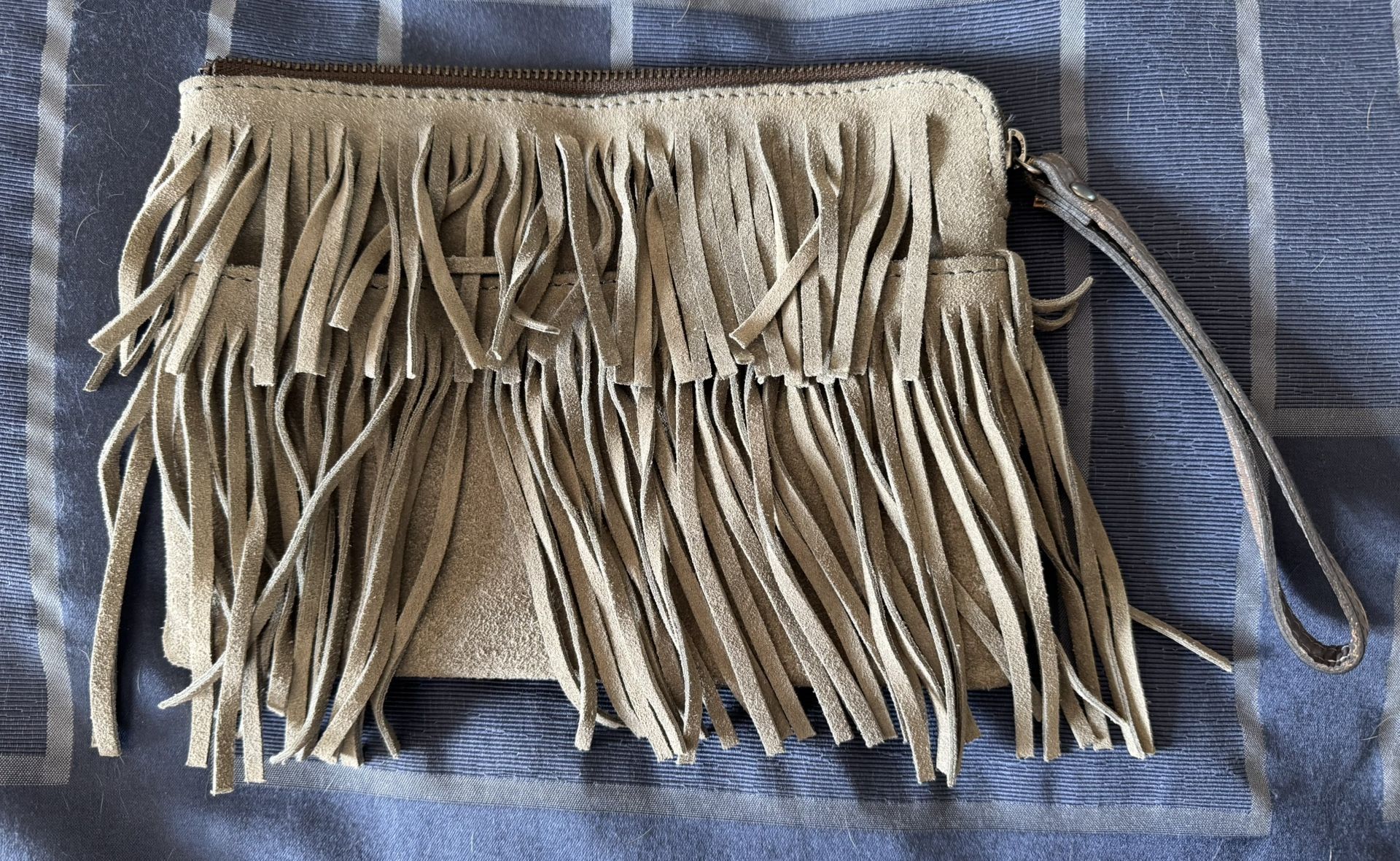 Patricia Nash Gray Fringe Clutch