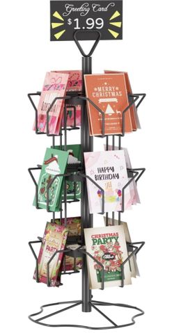 Greeting Card Rack Display Stand, 3 Tier Rotating Card Holder