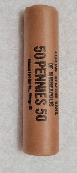 Original Bank Wrapped roll 1962 D pennies uncirculated memorial cents!