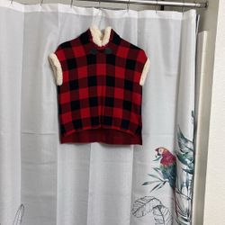Tony Bahama Kids Poncho Hooded Red Black Checkereded . Size 7/8 . New.