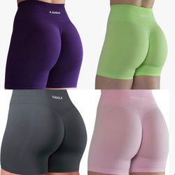 AURORA Scrunch Booty Lifting Seamless Gym Shorts Pink/Green/Purple/Gray