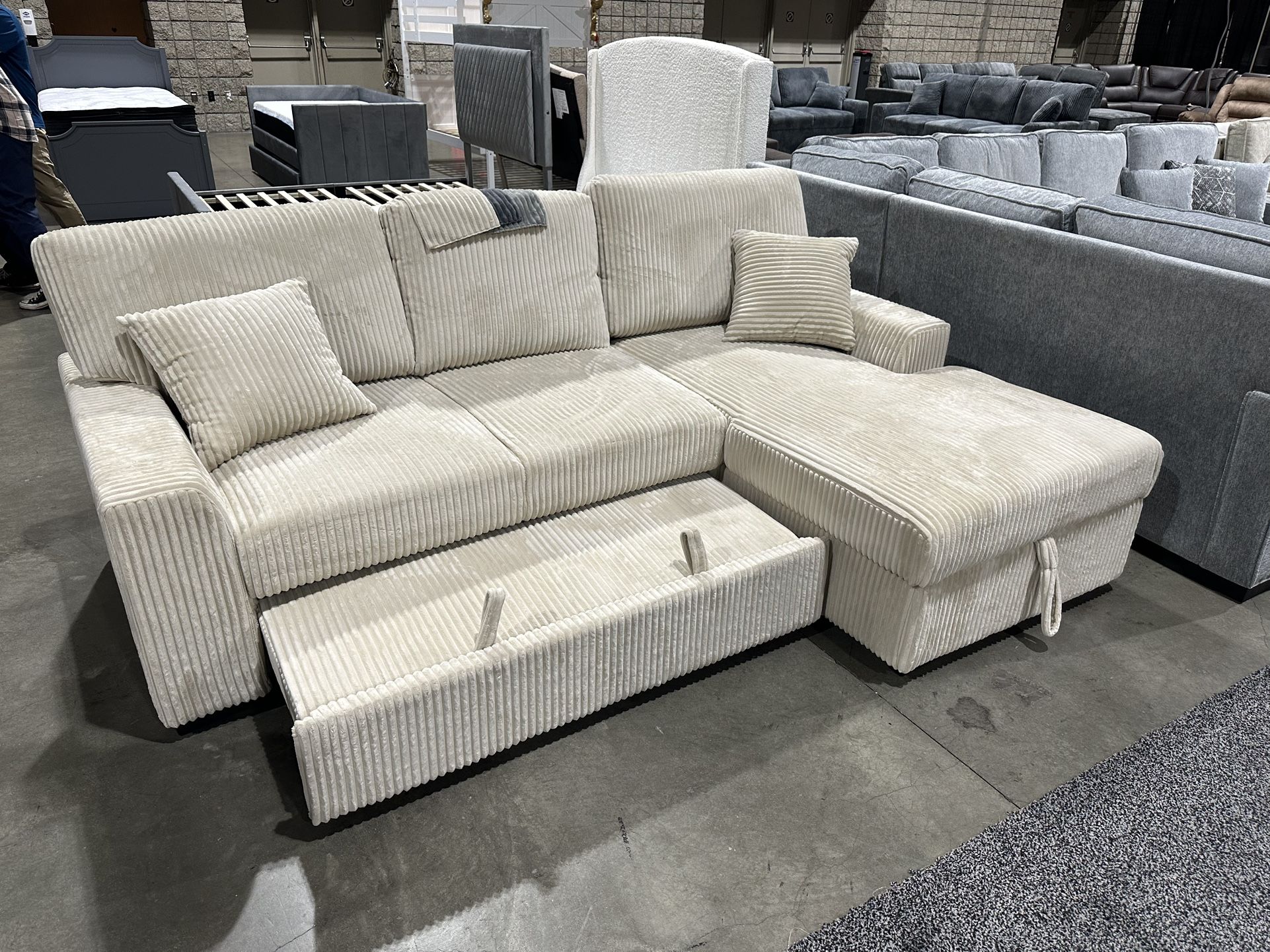 Beige Sofa Sleeper W/ Pull Out