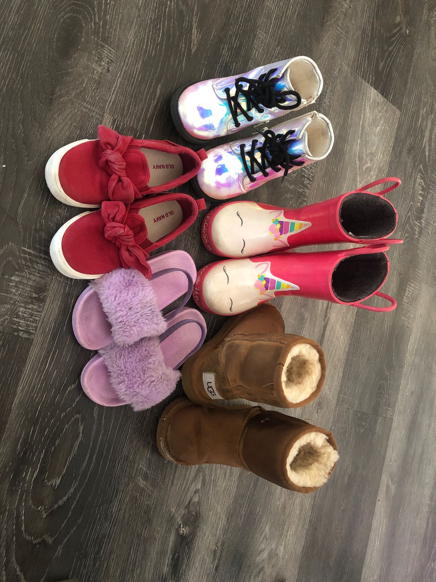 Ugg boots/rain boots/fur slides/old navy shoes/shirts