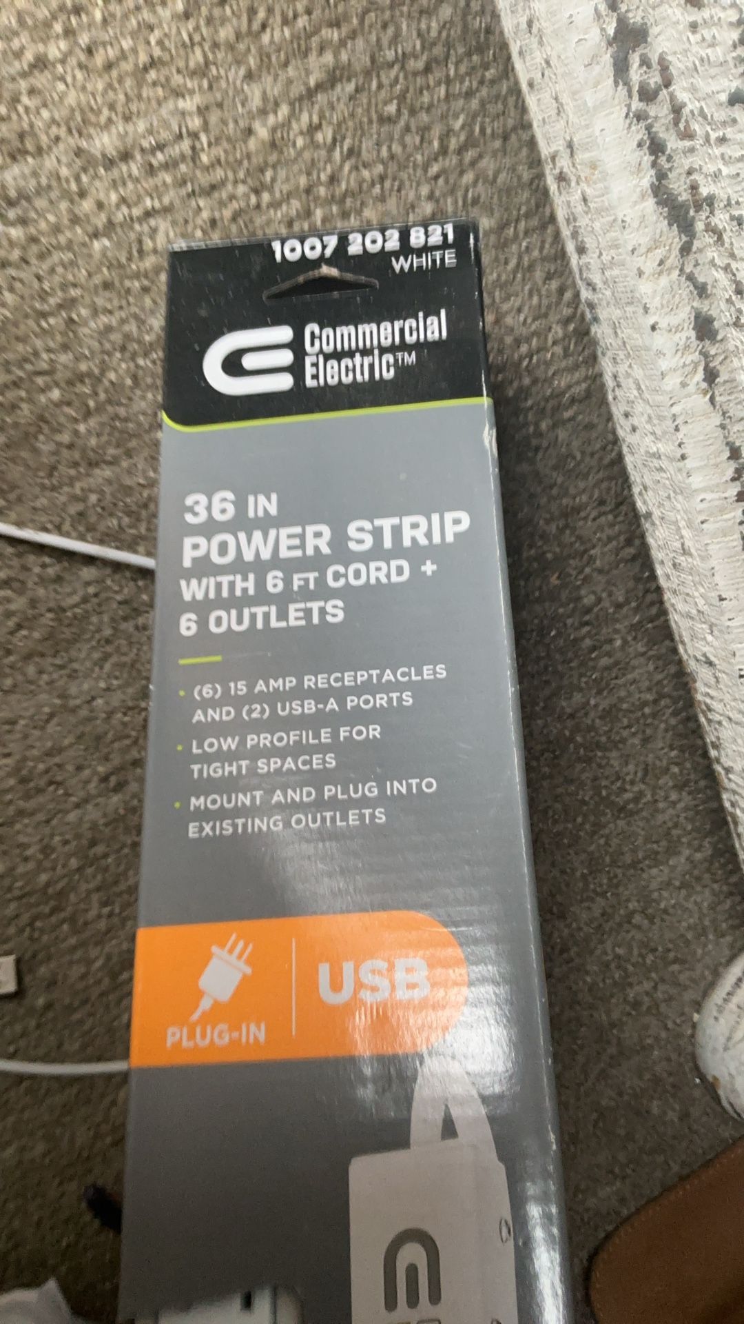 36” Power Strip With 6’ Cord And 6 Outlets