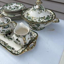 Lot of Mason's Ironstone Chartreuse Dinnerware