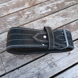 VTG Powerlifting Belt 4" Weightlifting Black Suede Leather 48" Deadlift Squat