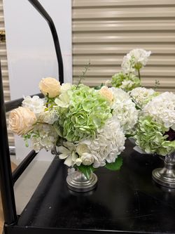 White and Green Floral Arrangements