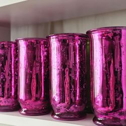 Hot Pink Mercury Glass Style Vases Candleholders