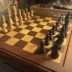 Vintage Antique Handmade Wooden Chess Set 