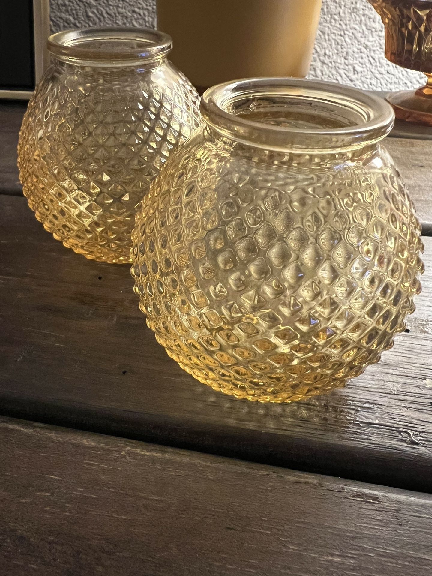Vintage Hobnail Amber Glass