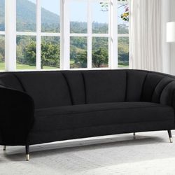 ART DECO VINTAGE GLAM BLACK-VELVET-SOFA