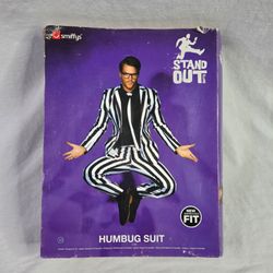 Beetlejuice Black White Stripe Halloween Costume Sz Men's M - Med. *READ DESCRIPTION*